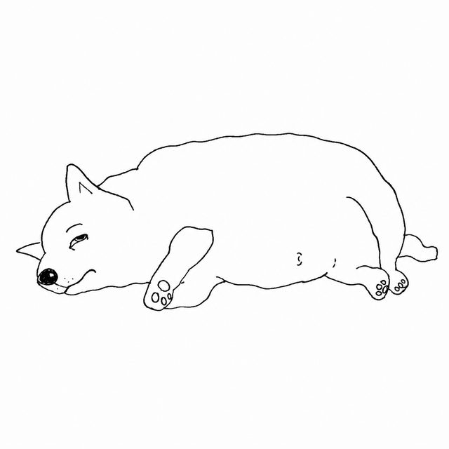 Wobbly ink doodle of a dog napping
